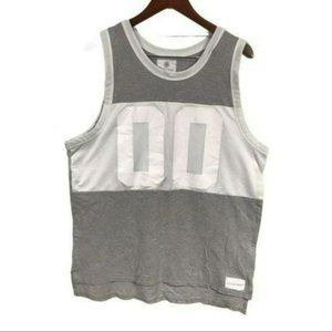 On the Byas Jersey Tank Gray and White, Size Large